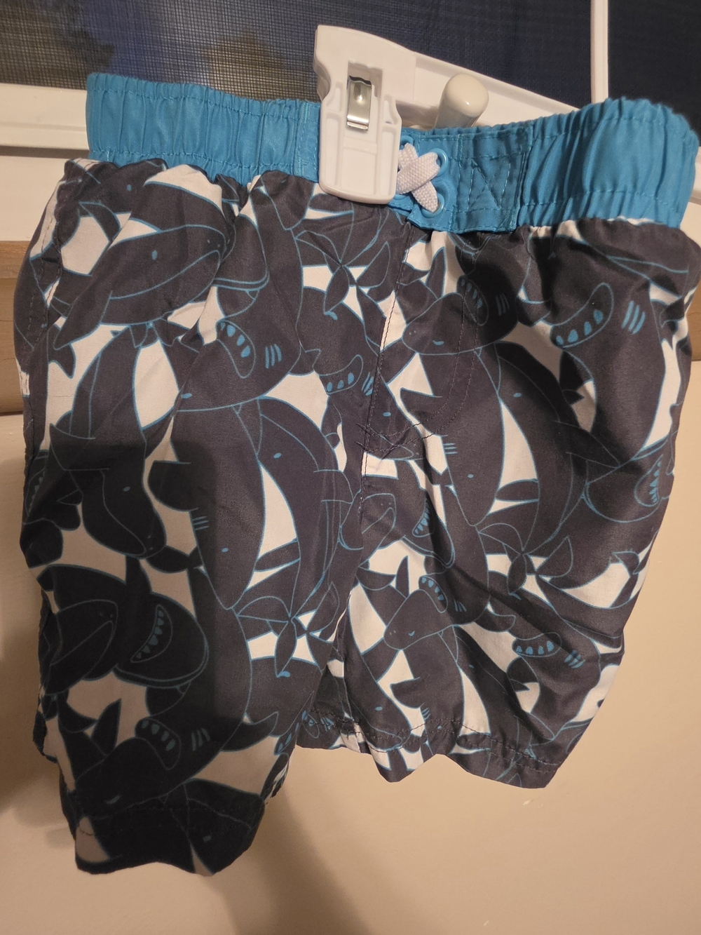 Freestyle Boys' Shark Swim Trunks in Teal and Gray
